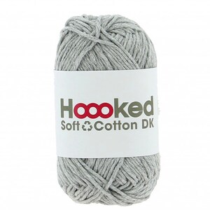 Hoooked Soft Cotton Recycled DK Yarn 50g eco, skin friendly yarn in 33 vibrant colours New York Grey#