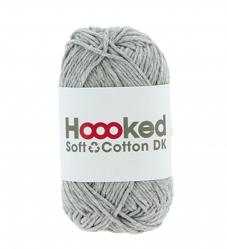 Hoooked Soft Cotton Recycled DK Yarn 50g eco, skin friendly yarn in 33 vibrant colours New York Grey#