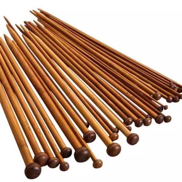 Quality Bamboo Knitting Needles Sizes 3 - 10mm  35cm Eco Vegan Same Day Dispatch!