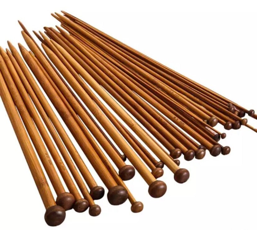 Knitting Needles: 4mm Bamboo Knitting Needles 33cm Long. Pair 