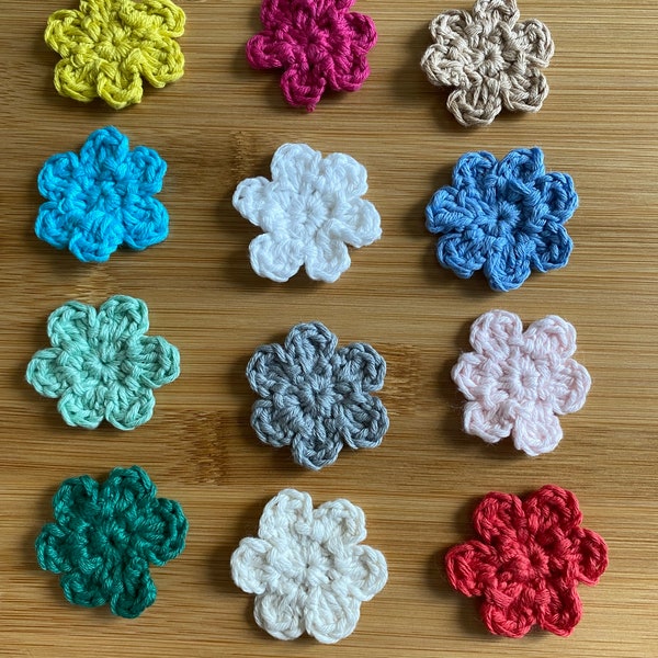 Small Crochet Flower Applique Motif Multicolour Flowers Mini Flower