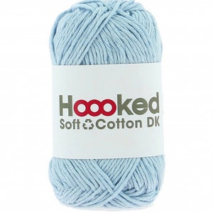 Hoooked Soft Cotton Recycled DK Yarn 50g eco, skin friendly yarn in 33 vibrant colours Dublin Blue