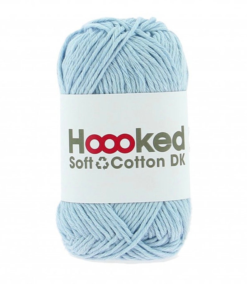 Hoooked Soft Cotton Recycled DK Yarn 50g eco, skin friendly yarn in 33 vibrant colours Dublin Blue