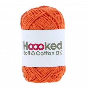 Hoooked Soft Cotton Recycled DK Yarn 50g eco, skin friendly yarn in 33 vibrant colours Amsterdam Orange
