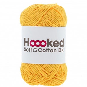 Hoooked Soft Cotton Recycled DK Yarn 50g eco, skin friendly yarn in 33 vibrant colours Malaga Sun