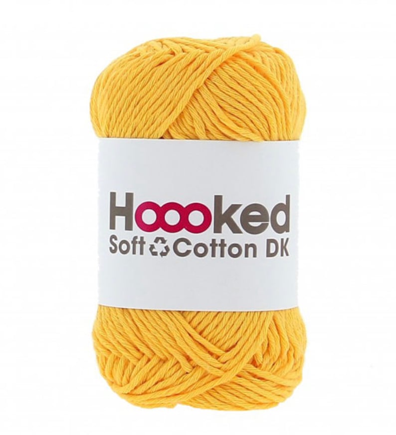 Hoooked Soft Cotton Recycled DK Yarn 50g eco, skin friendly yarn in 33 vibrant colours Malaga Sun