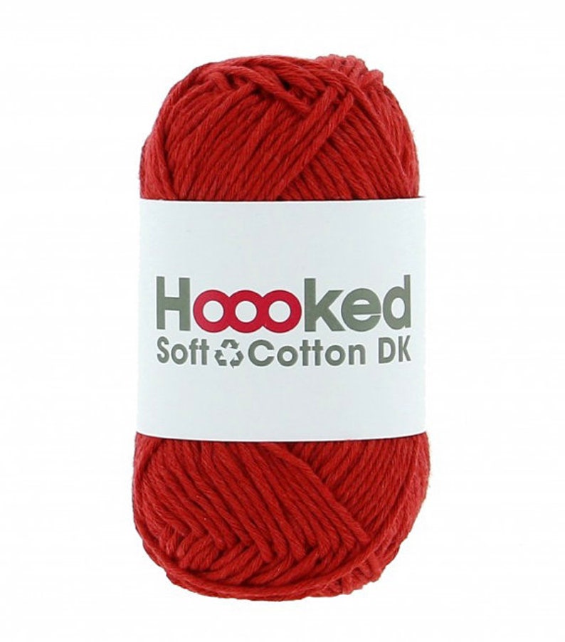 Hoooked Soft Cotton Recycled DK Yarn 50g eco, skin friendly yarn in 33 vibrant colours Naples Red