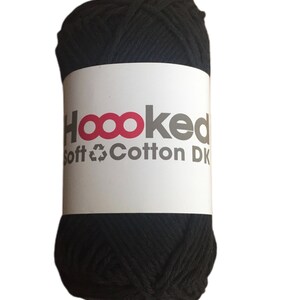 Hoooked Soft Cotton Recycled DK Yarn 50g eco, skin friendly yarn in 33 vibrant colours Boston Black