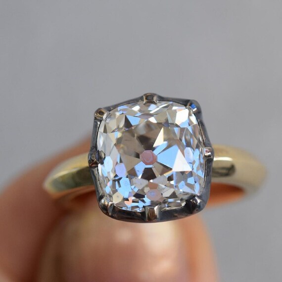 2.0 Carat Old European Cushion Cut Moissanite Ring - Etsy