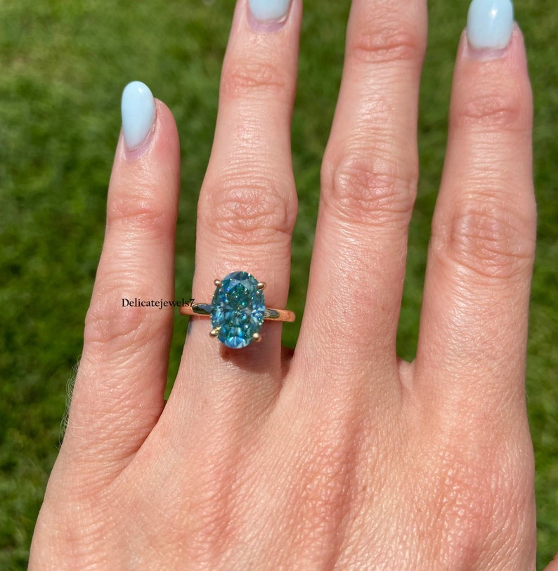 Indy Blue's Engagement Ring 2.0ct Oval Blue Moissanite Etsy