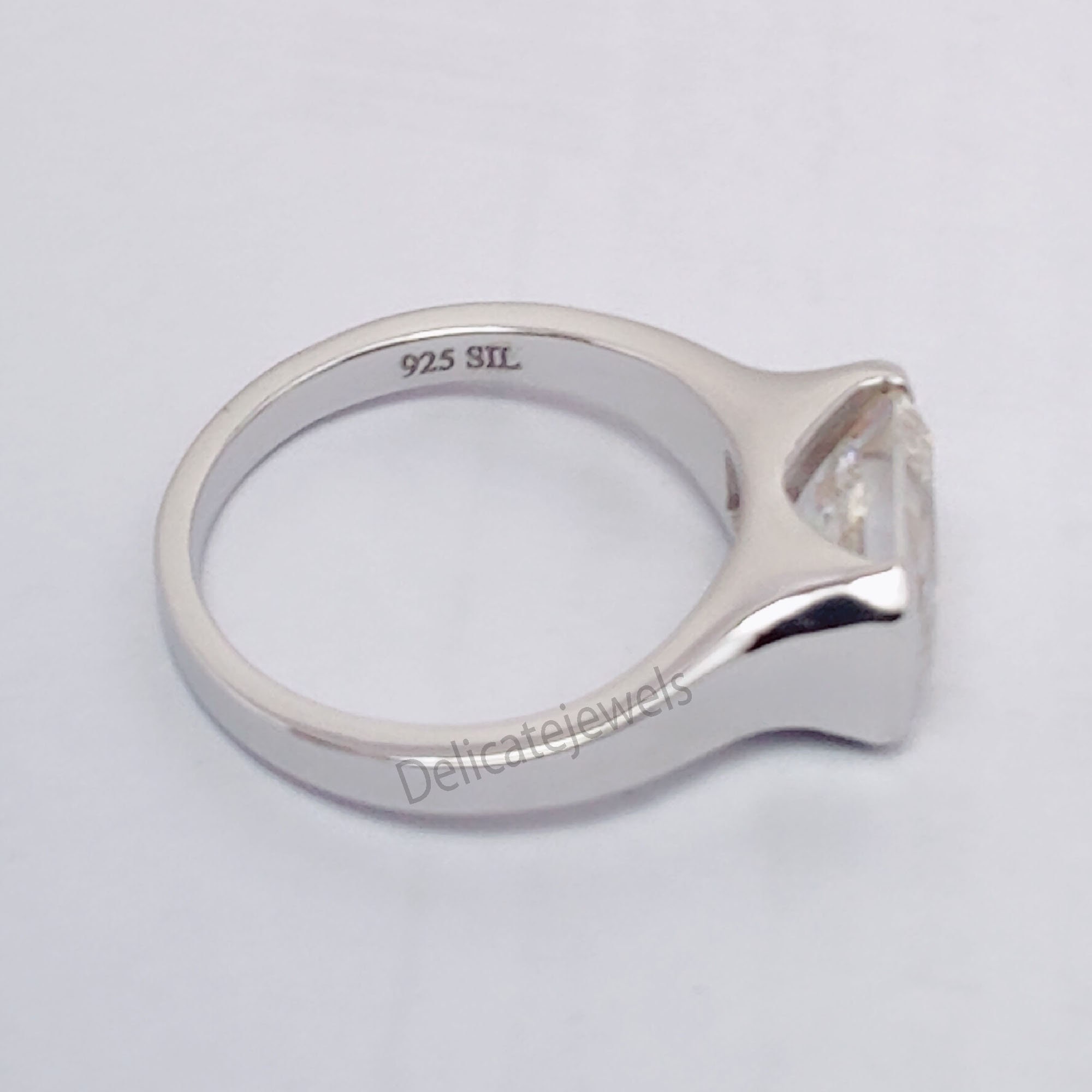 East West Half Bezel Set Engagement Ring 1.0 Ct White Emerald Etsy