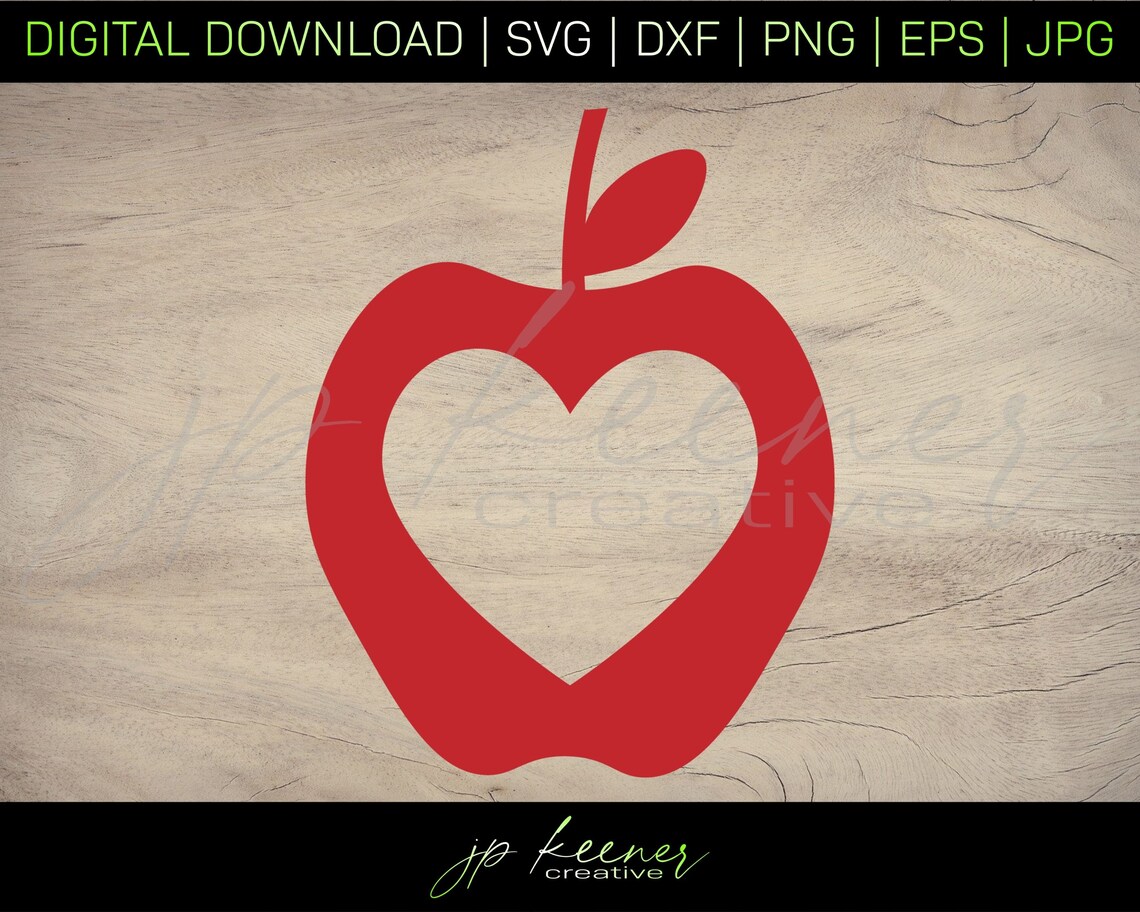 Apple With Heart SVG Apple With Heart Cut File Cricut - Etsy