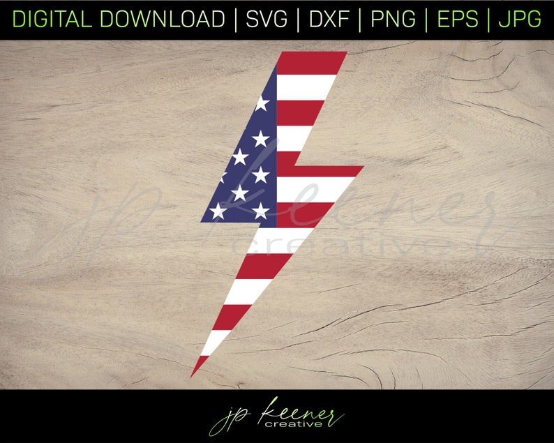 US Flag Lightning Bolt SVG US Flag Lightning Bolt Cut File Etsy