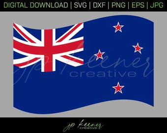 Bandera de Nueva Zelanda SVG / Archivos de corte de bandera de Nueva Zelanda / Bandera de Nueva Zelanda DXF / Diseño cricut / Diseño de silueta / Descarga digital