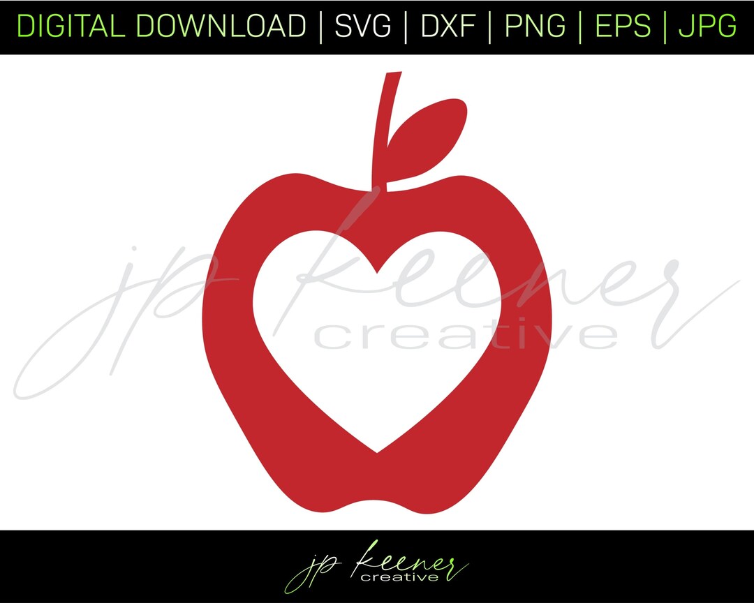 Apple With Heart SVG Apple With Heart Cut File Cricut Cricut Design ...