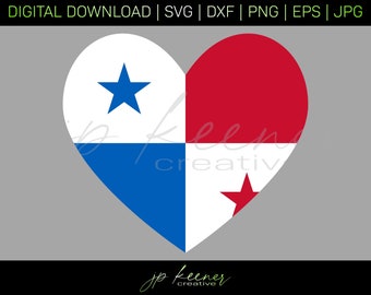 Panama Flag Heart SVG | Panama Flag Heart Cut File | Cricut Design | Silhouette Design | Digital Download