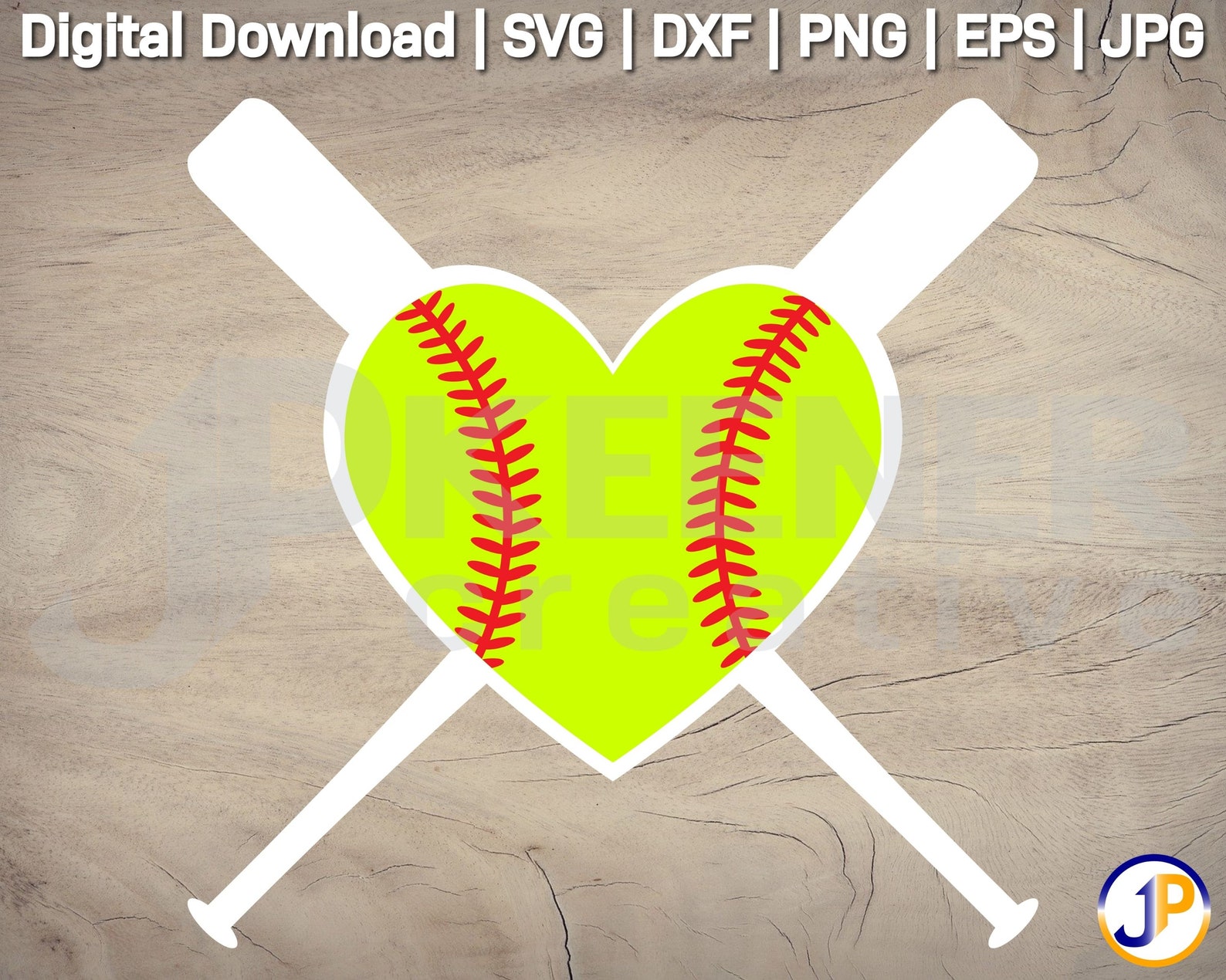 Softball Heart with Crossed Bats SVG Softball Heart Cut File Etsy