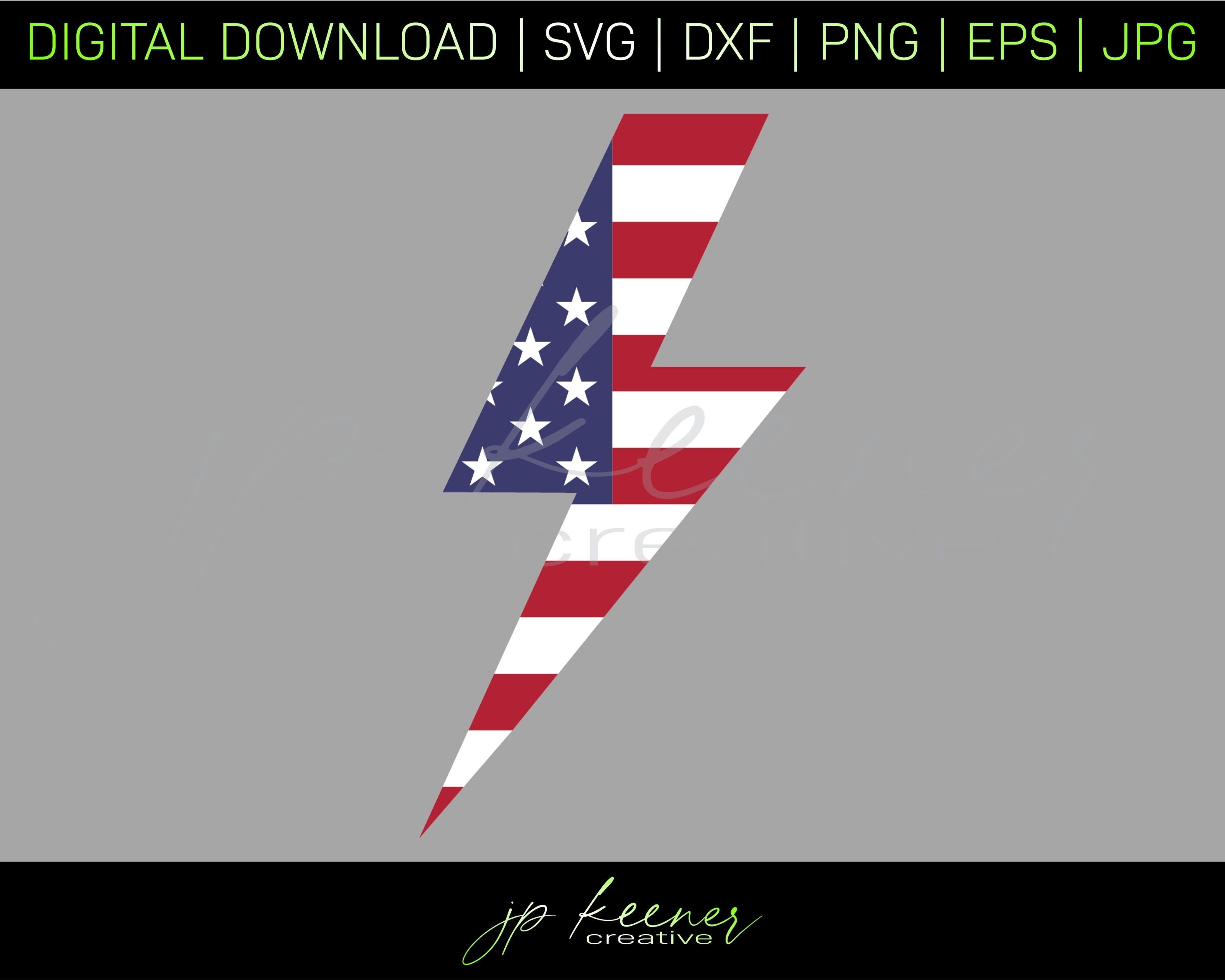 US Flag Lightning Bolt SVG Bundle American Flag Cut Files Etsy