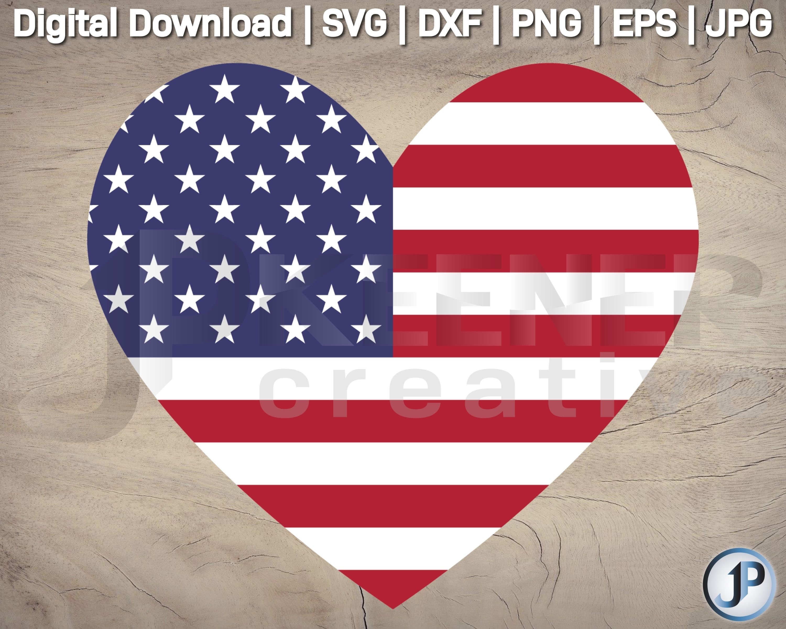 US Flag Heart SVG US Flag Heart Cut File American Flag | Etsy