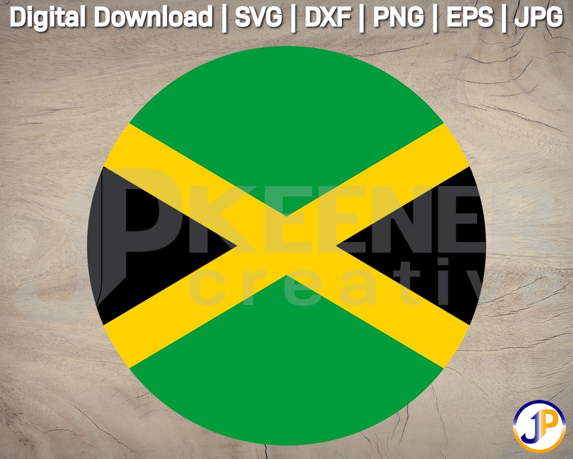 Jamaica Flag Circle SVG Jamaica Flag Cut File Jamaica DXF Etsy