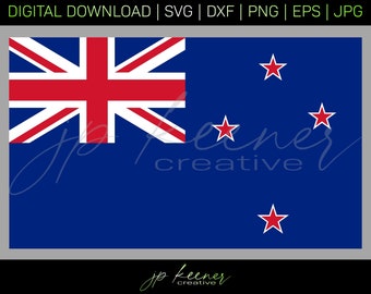 Bandera de Nueva Zelanda SVG / Archivos de corte de bandera de Nueva Zelanda / Bandera de Nueva Zelanda DXF / Diseño cricut / Diseño de silueta / Descarga digital