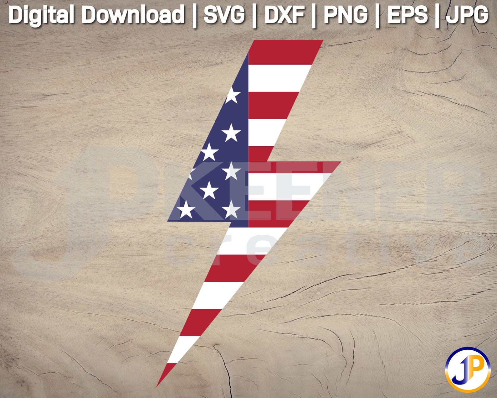 US Flag Lightning Bolt SVG US Flag Lightning Bolt Cut File Etsy