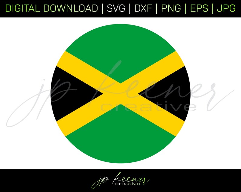 Jamaica Flag Circle SVG Jamaica Flag Cut File Jamaica DXF Etsy