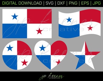 Panama Flag SVG Bundle / Panama Flag Cut File / Panama Flag DXF / Panamanian Flag SVG / Cricut Design / Silhouette Design / Digital Download