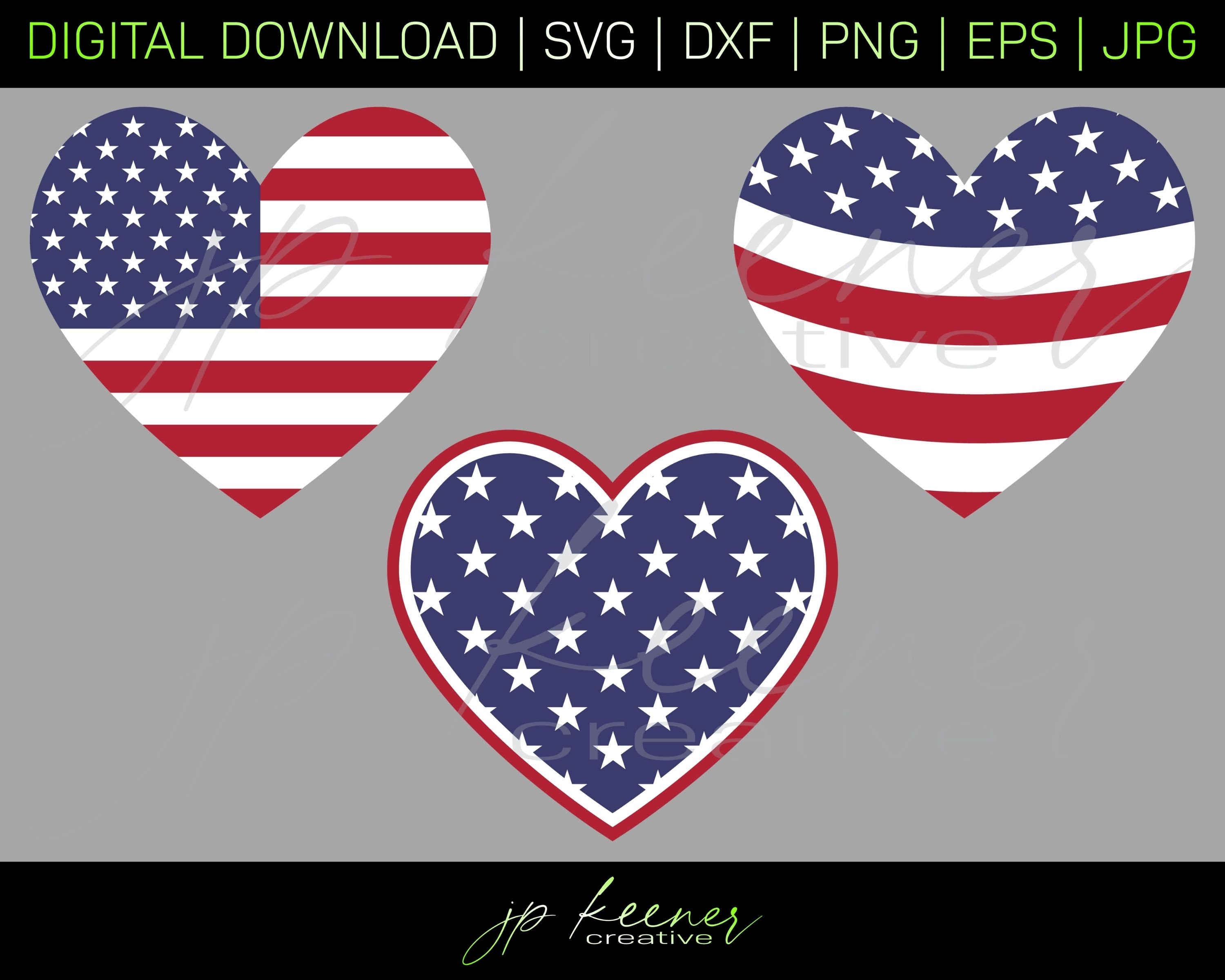 US Flag Heart SVG Bundle American Flag Heart Cut Files | Etsy