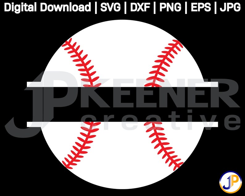 Baseball SVG Split Baseball SVG Digital Download Cricut Design Silhouette Design Split Baseball Cut File