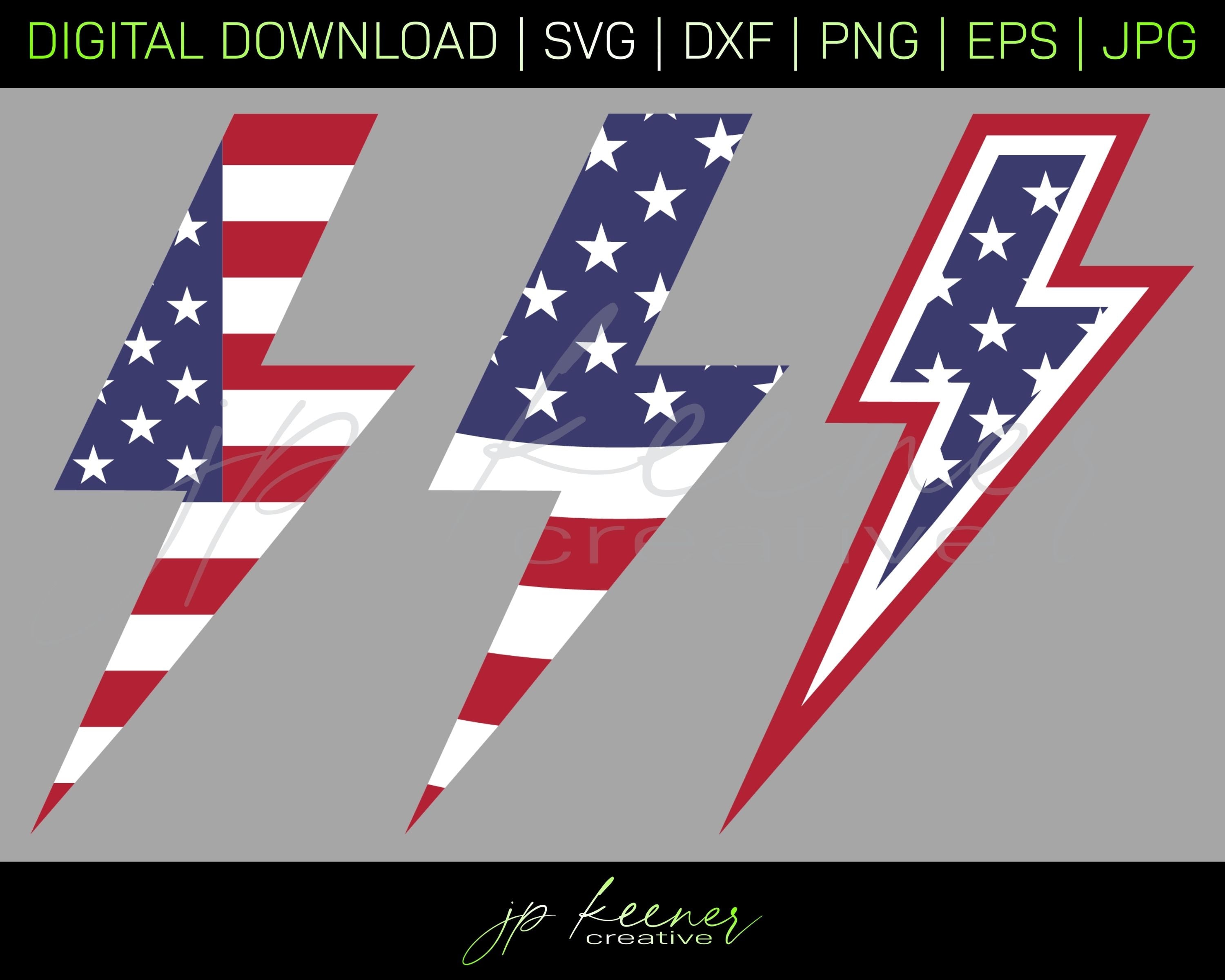 US Flag Lightning Bolt SVG Bundle American Flag Cut Files Etsy