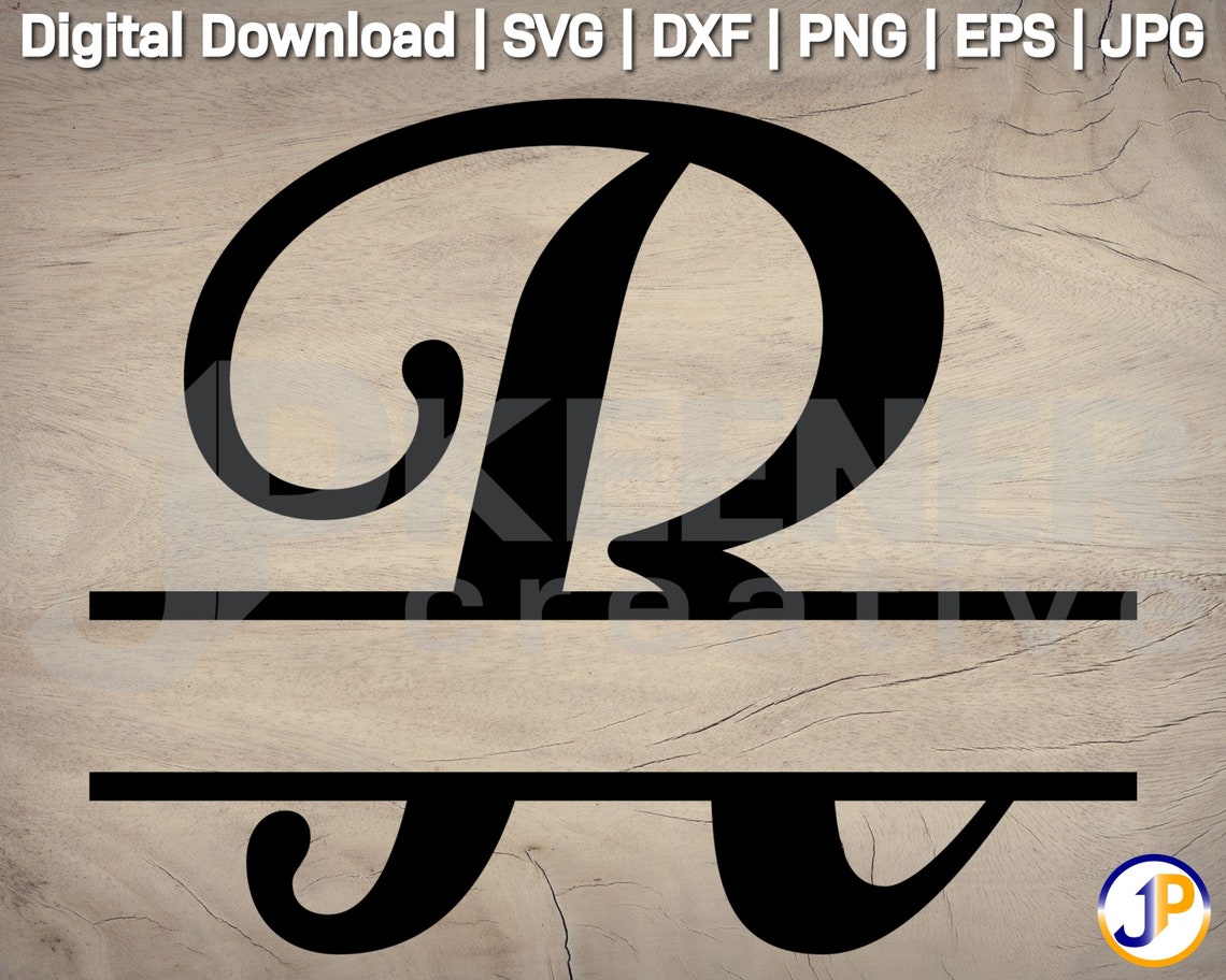 Split monogram r svg split monogram