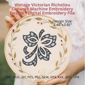 Vintage Victorian Richelieu Cutwork Machine Embroidery Design • Digital Embroidery File