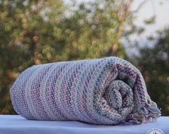 Cashmere blanket "Nanda Devi", cashmere blanket, blanket white colorful, cuddly blanket, Christmas gift, handwoven blanket, handmade