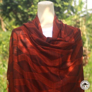 Silk scarf ‘Kamar’, handmade in Nepal, orange, black, stole, wrap, light silk shawl for women and men, silk shawl, musselin, cloth, kerchief