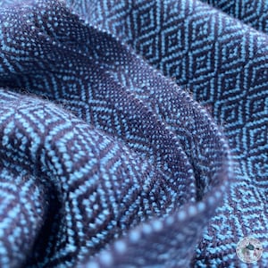 Blanket "Siddhara", hand-woven cuddly blue blanket, cozy throw, plaid, bedcover, personalization, cashmere, travel wrap, coverlet, Charity