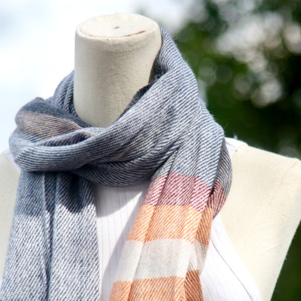 Cashmere scarf "Chombu", cashmere scarf, scarf black white orange red, shawl, blue scarf, handwoven scarf, handmade