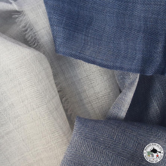 Kaschmirschal Venuh | Pashmina Schal blau cremeweiß | Fischgrat Stola | 80% Kaschmir mit Schafwolle | beidseitig | personalisierbar