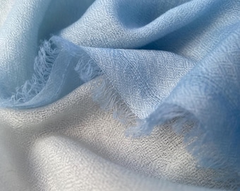Cashmere scarf Nyak, handwoven cashmere scarf, blue, white, shawl, scarf, light summer scarf, beach fashion, pashmina