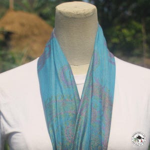 Silk scarf ‘Parampara’, handmade from Nepal, blue, yellow, red, stole, scarf, silk scarf, light silk scarf for women and men, wrap, bandana