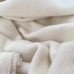 Lhotse cashmere blanket, non-profit, hand-woven in Nepal, customizable, white cozy blanket, throw, plaid, bedspread, white, wool blanket