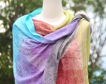 Cashmere scarf "Marshyangdi", cashmere scarf, colorful scarf, shawl, multicolored scarf, hand-woven scarf, handwork, non-profit