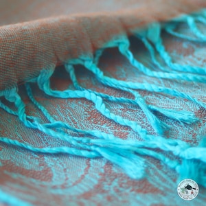 Silk scarf &quot;Mithila&quot;, handmade scarf made of pure silk, blue, turquoise, orange, stole, very high-quality scarf for women and men