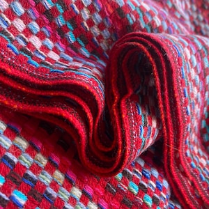 Scarf Changa, handwoven warm scarf red, blue, white, stole, shawl, scarf, pashmina, wrap, boho, urban, unisex, handmade