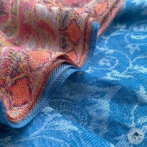 Cashmere scarf &quot;Manahari&quot;, handwoven lightweight cashmere scarf, pashmina for women, blue, white, red, stole, scarf, pashmina, muslin