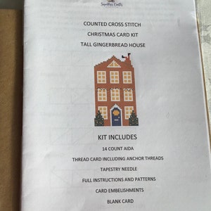 Cross Stitch Christmas Card Kit Tall Gingerbread House