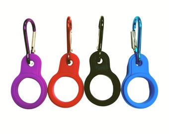 Flexible Silicone Bottle Holder Clip Carabiner - Attach to belt, bag perfect for walking, hiking, travelling