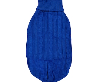 Maglione per cani lavorato a maglia in blu navy - maglia a trecce con polsini sulle gambe, adatto a cuccioli, cani di piccola taglia, gatti e cani di grossa taglia per l'autunno/inverno