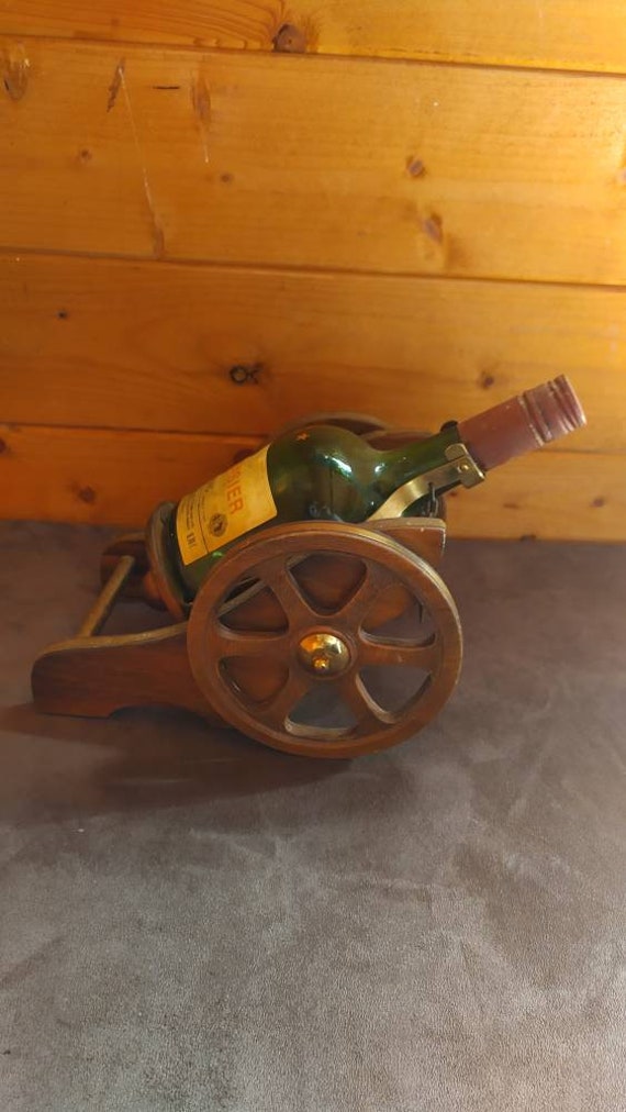 Vintage Français Courvoisier Cognac Brandy Porte-Bouteille en Bois Décanteur Étiquette de Napoléon R