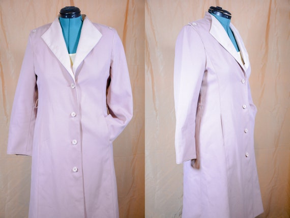 70s Pink Purple Violet Lilac Trench Coat Windbrea… - image 1